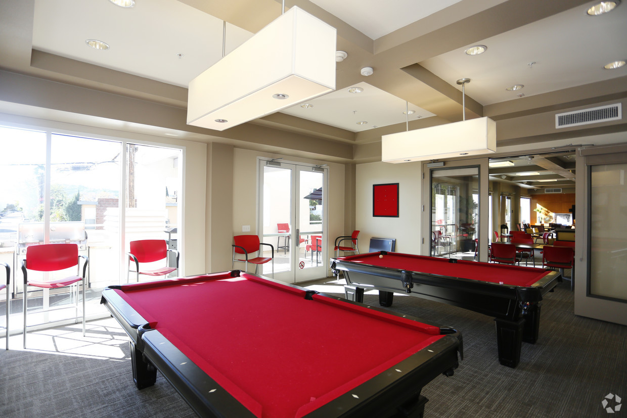 Image of the lounge equipped with two pool tables