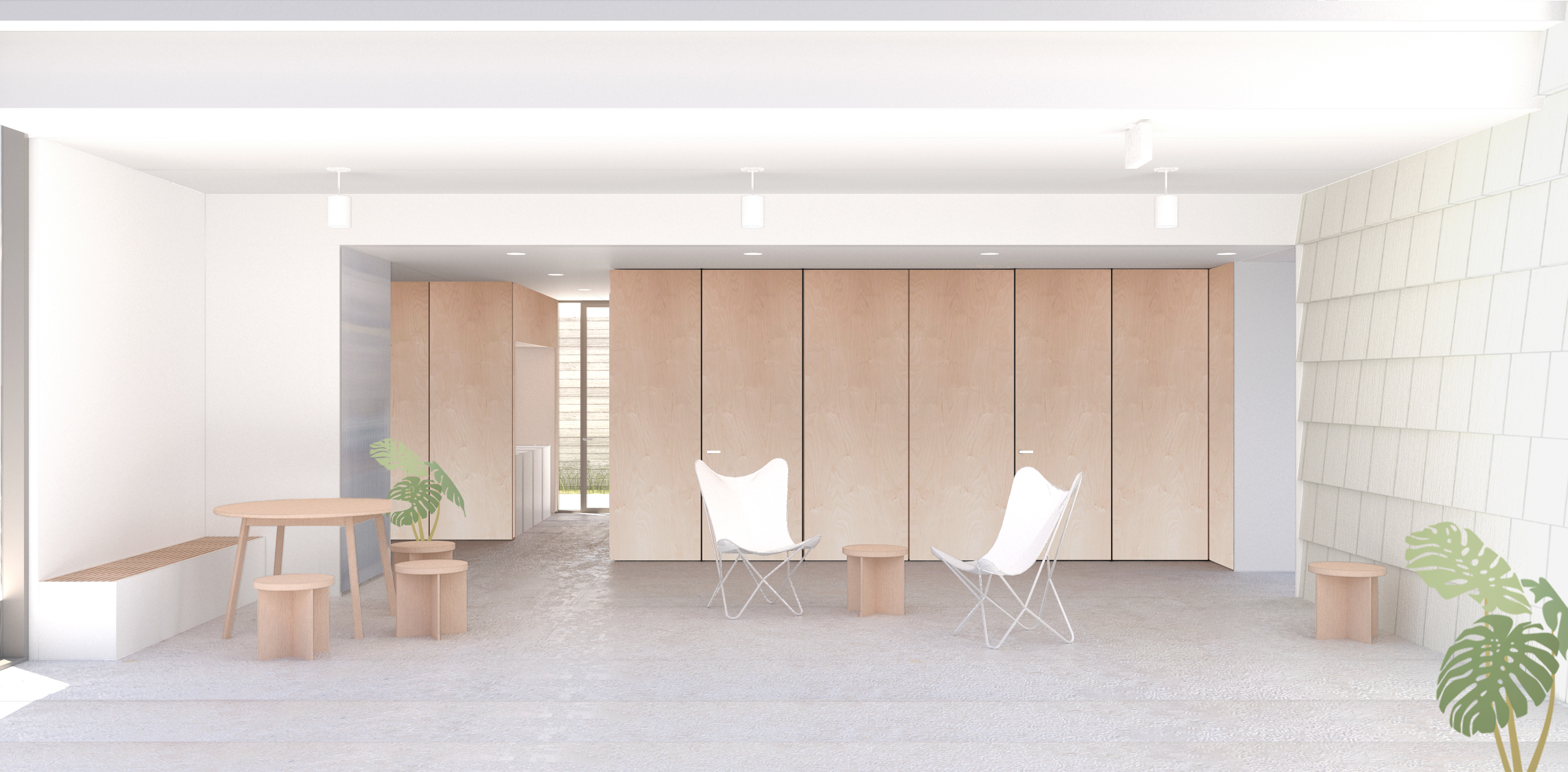 Side view of community room.