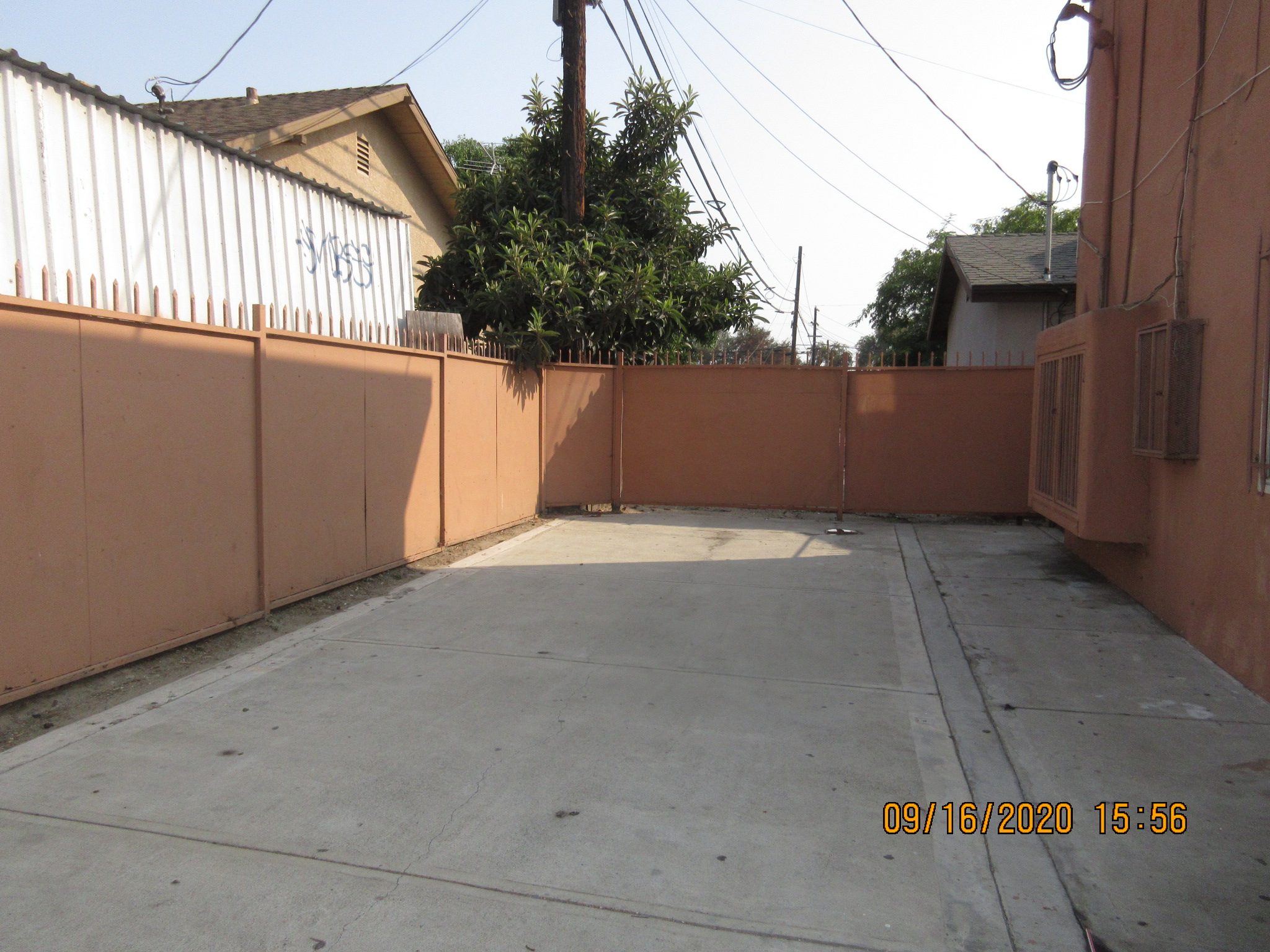 Corner view of a patio.