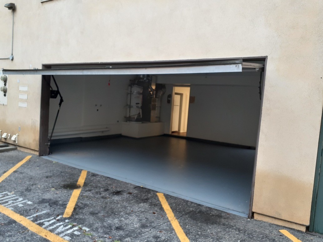 View of an empty garage.