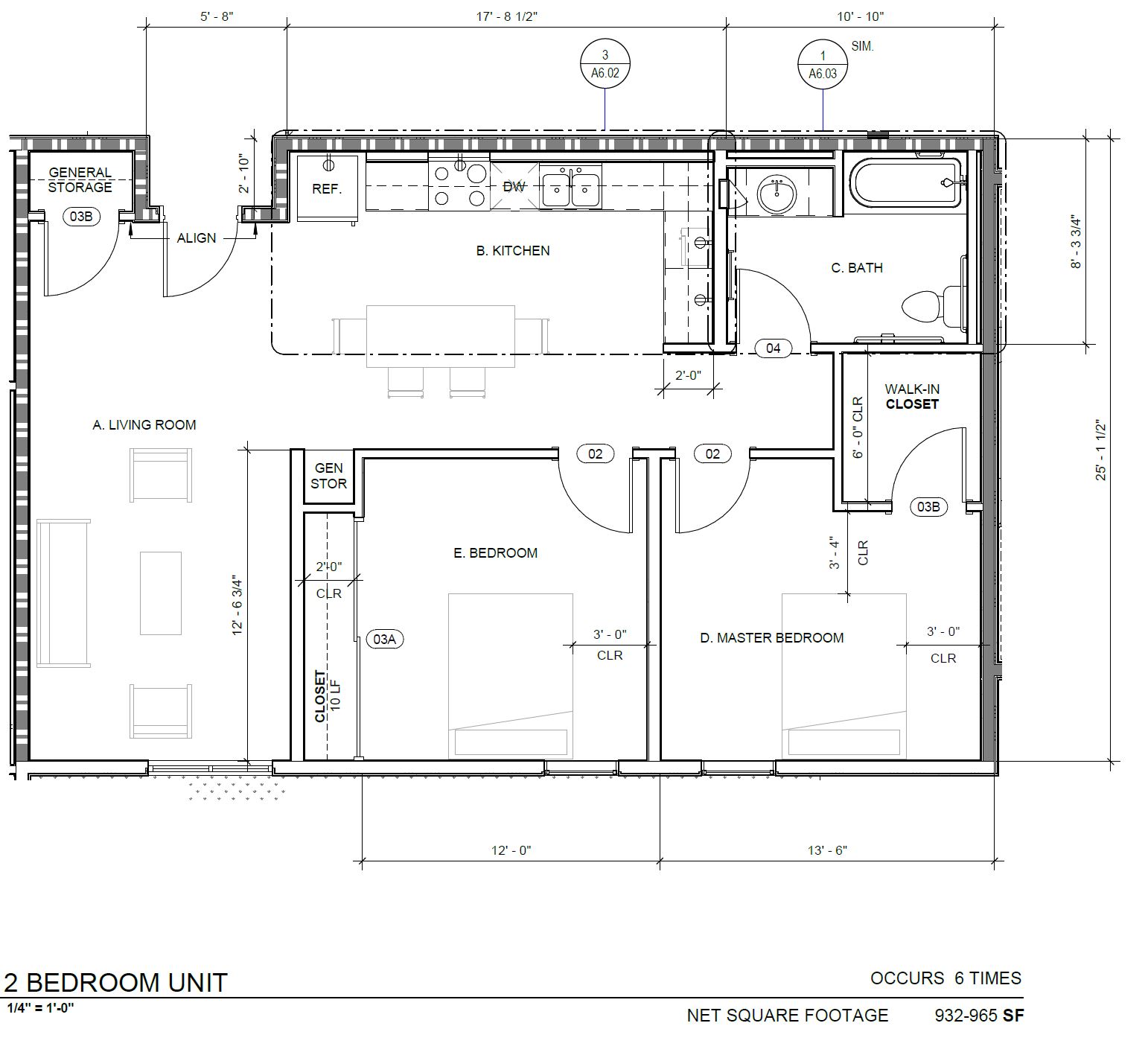 Community Room and Interior 2 Bedroom Units