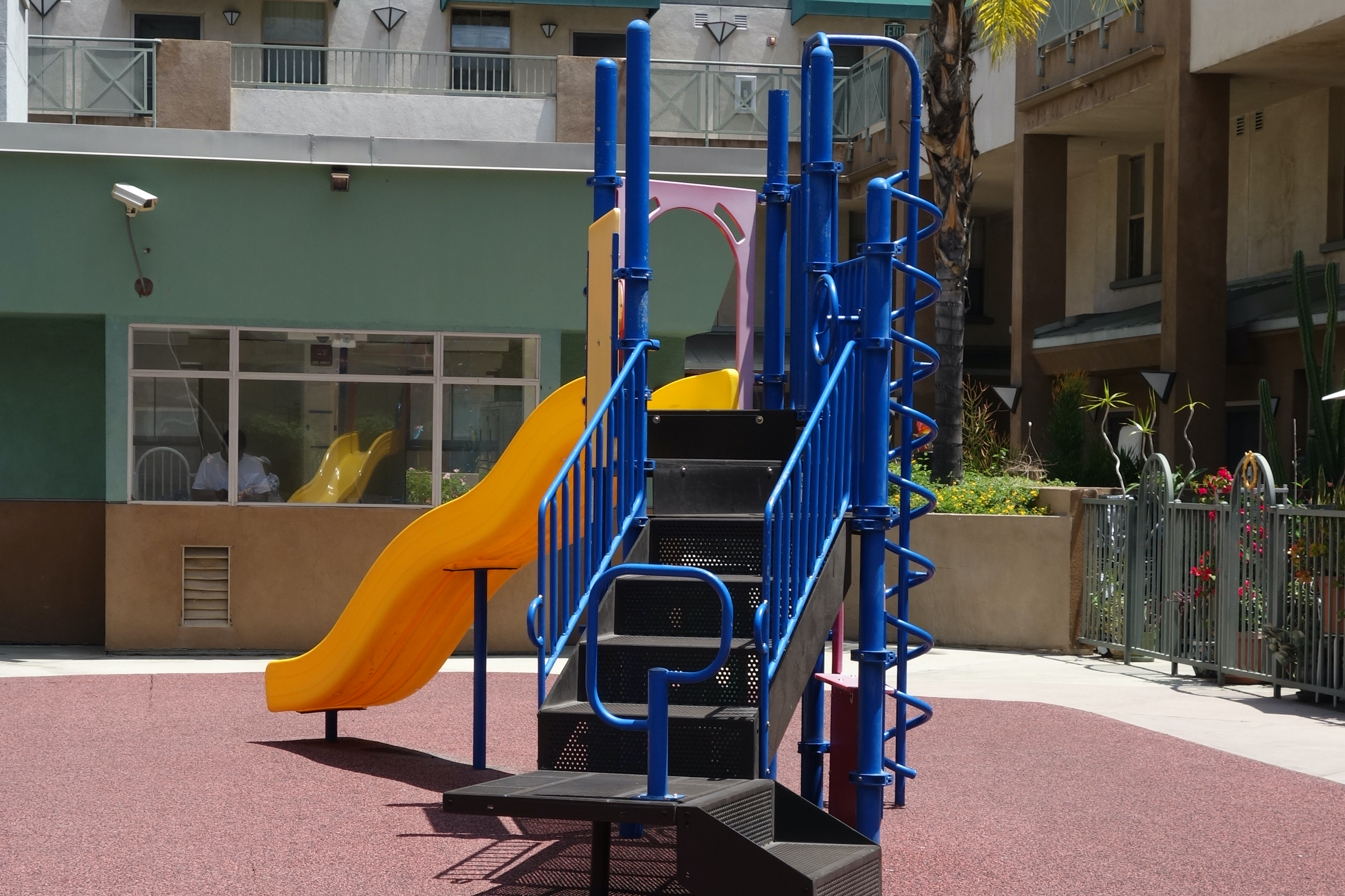A close up view of a playground at Hope Village