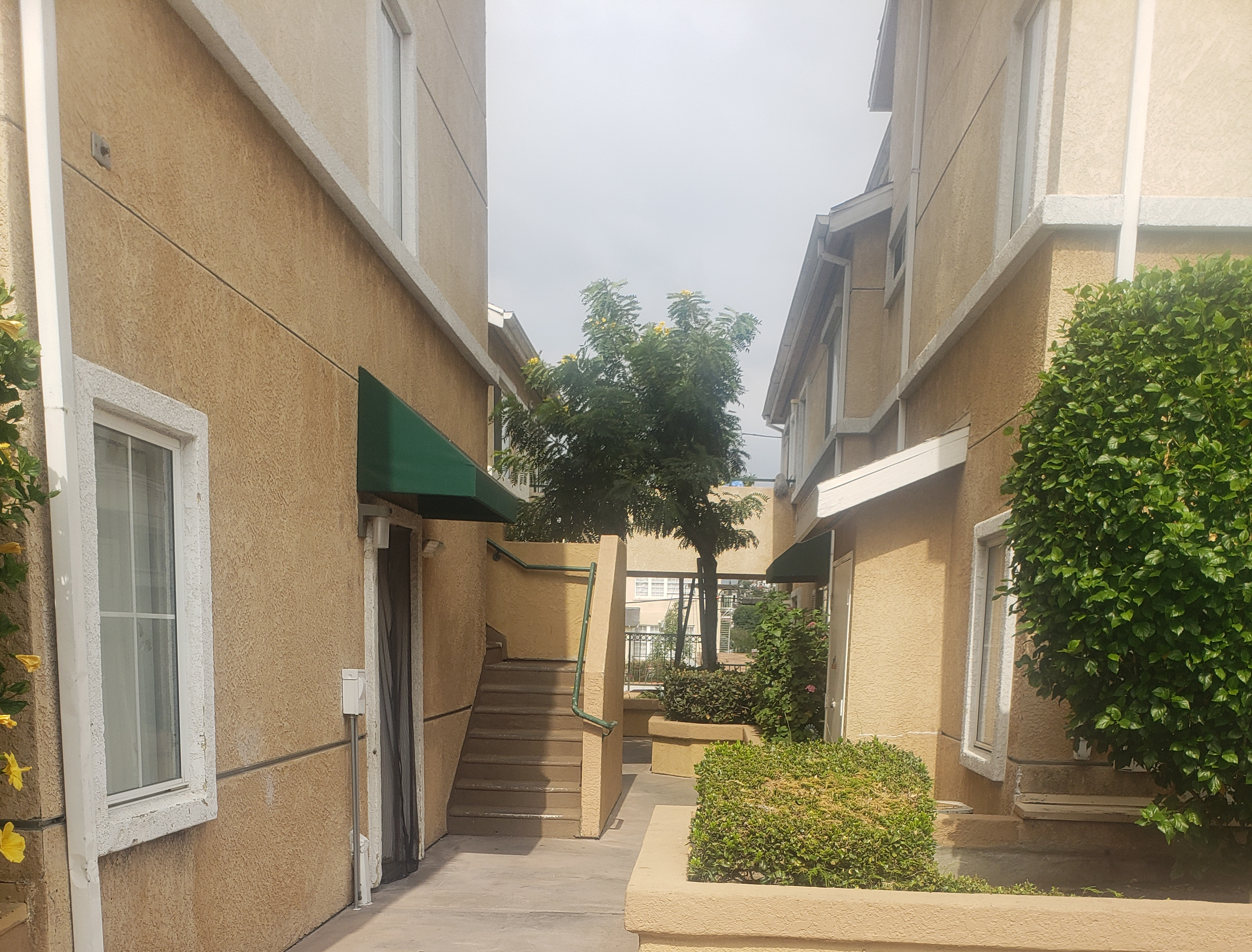 Photo of courtyard of multi-level building.