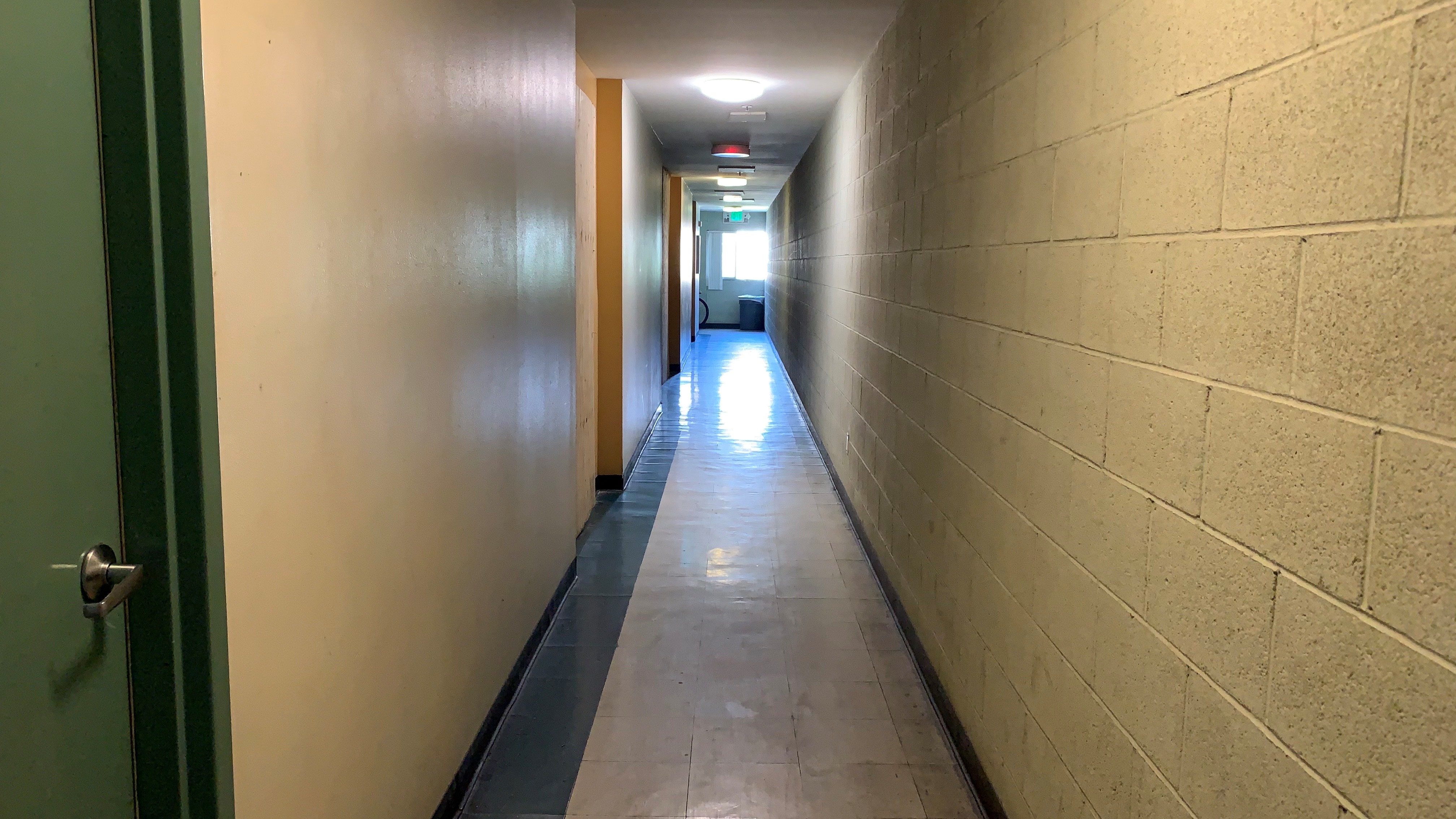 View of a long narrow hallway.